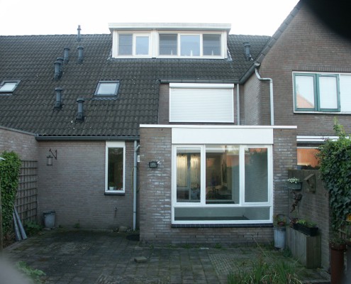 Oude situatie, aanbouw woonhuis met raampartij